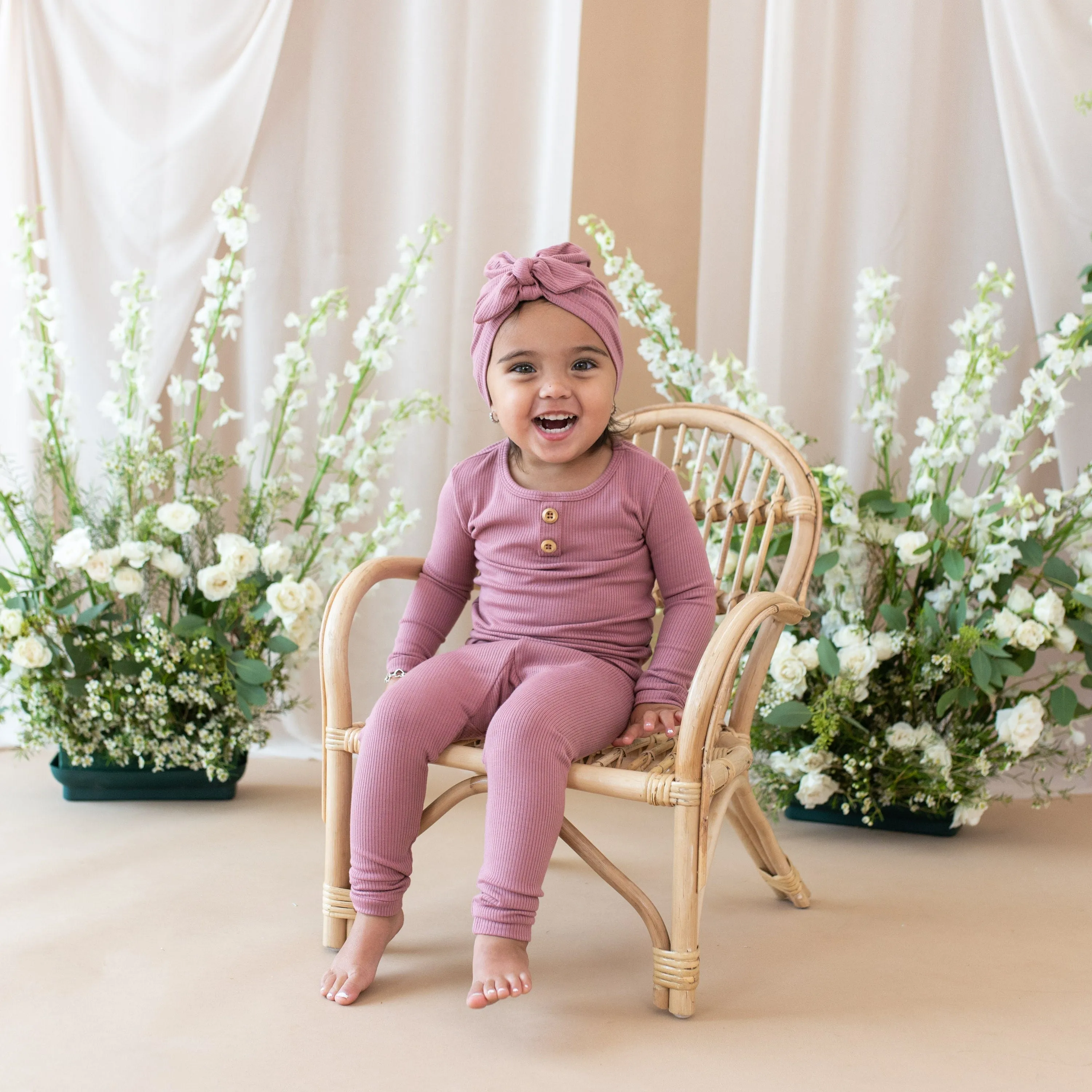 Ribbed Headwrap in Dusty Rose