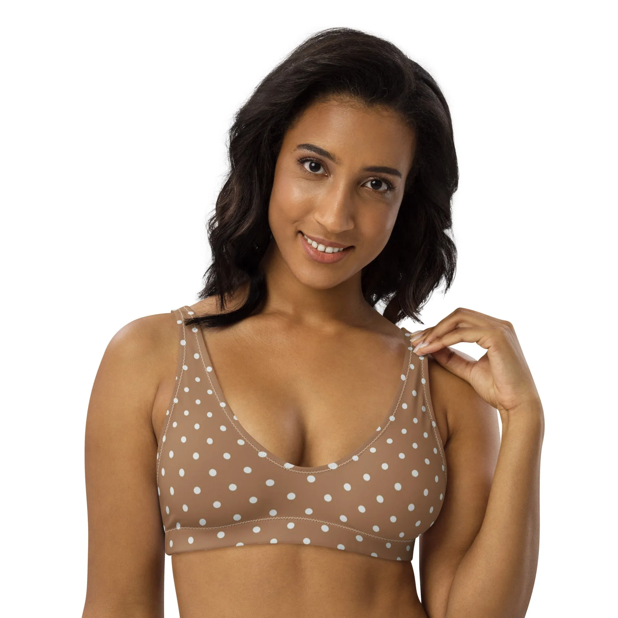 SAMPLE BELLA ECO PADDED BIKINI TOP | BROWN POLKA DOTS