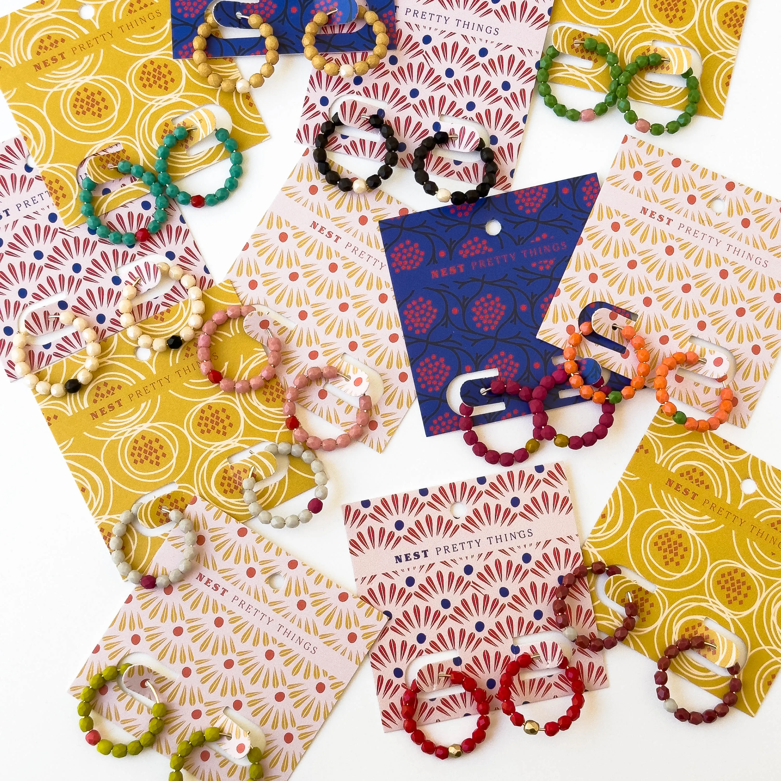 Small Colorful Gold Filled Hoops with Beads - WS