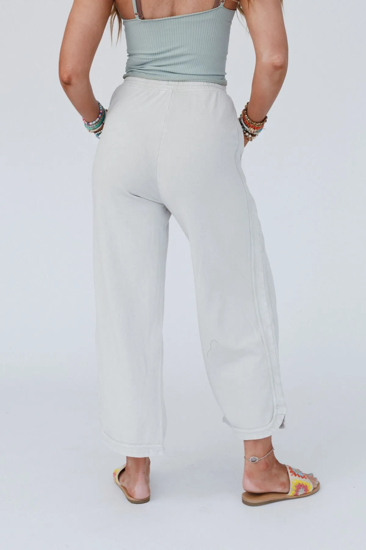 So Comfy Wide Leg Pant Cropped Length - Beige