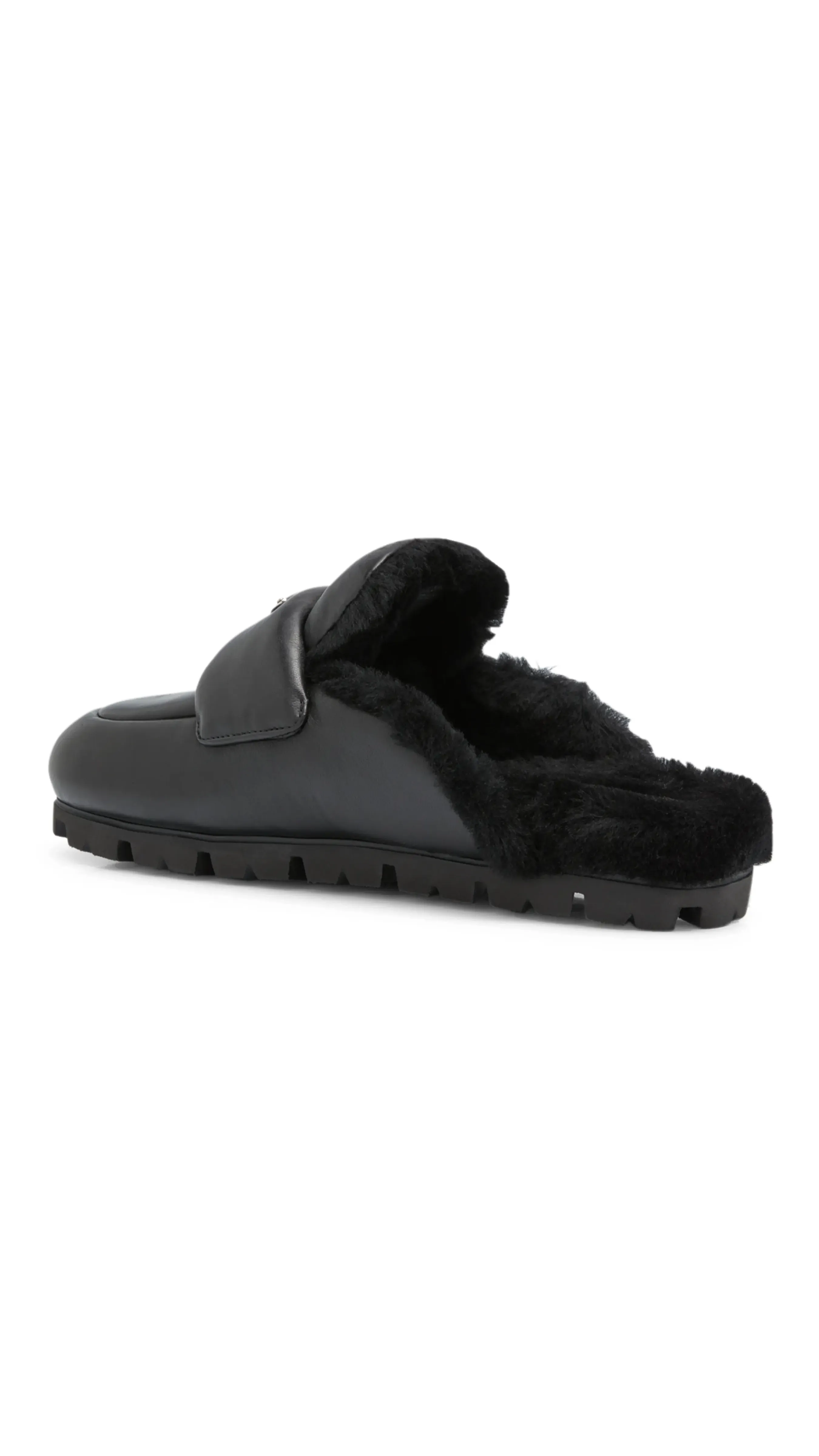 Soft Padded Nappa Leather and Shealing Sabot - Black