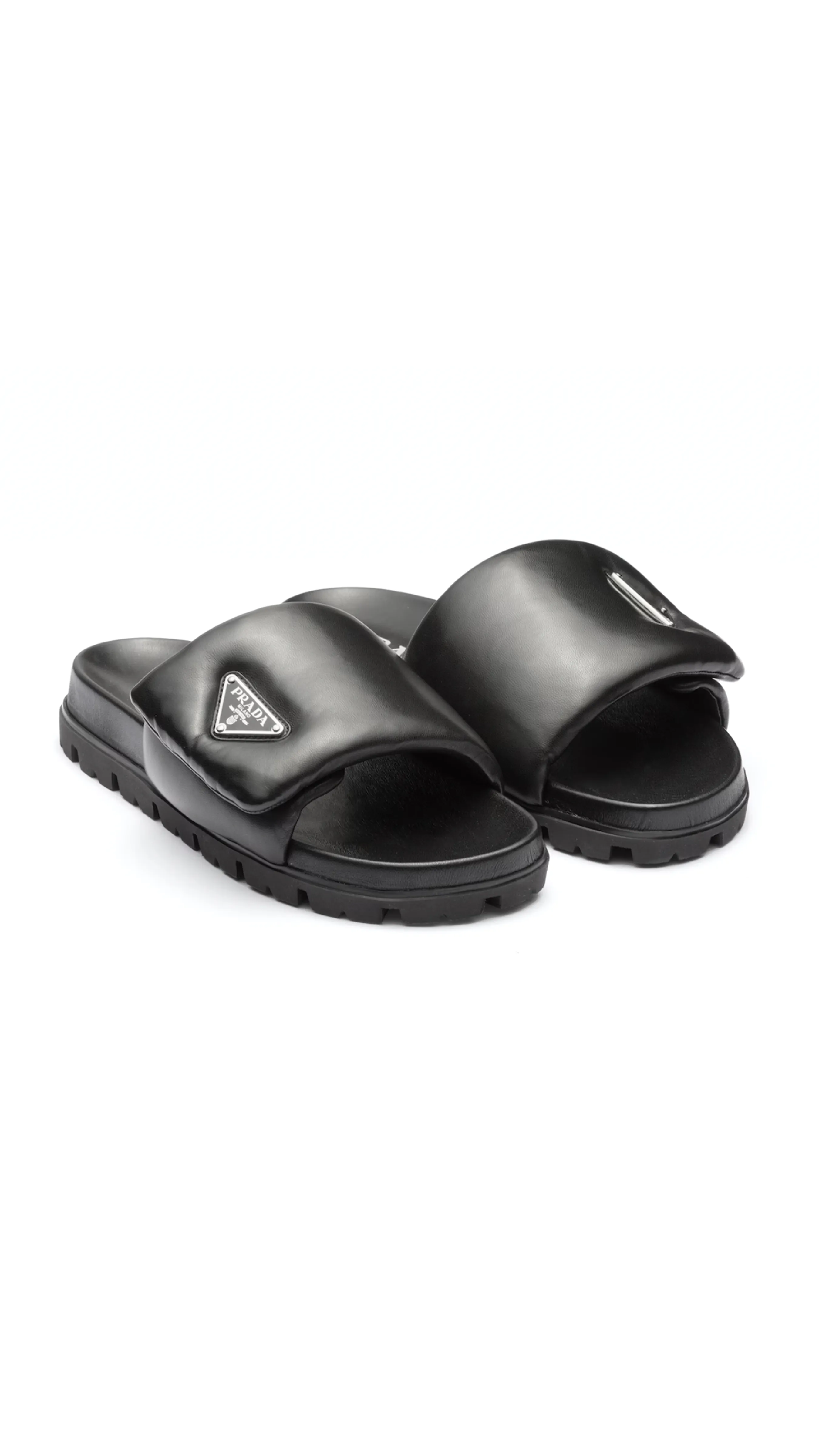 Soft Padded Nappa Leather Slide - Black