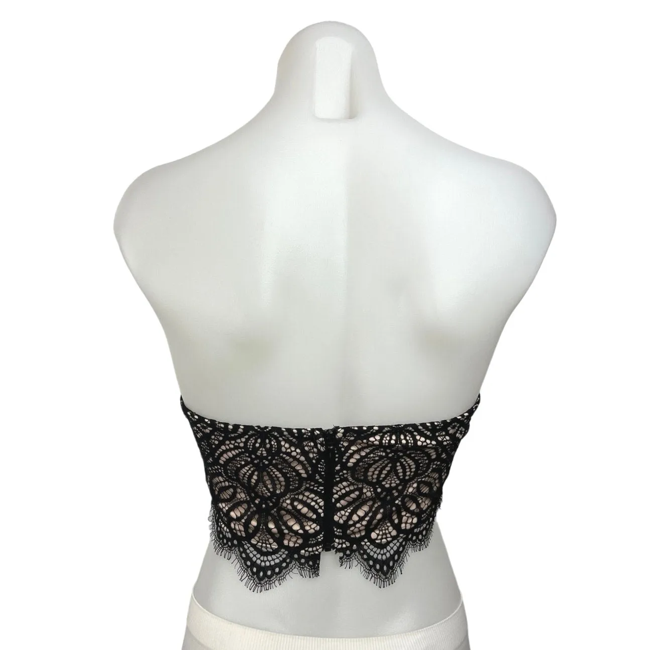 Superdown Black Lace Strapless Underwire Padded Corset Bandeau Crop Top Size XS