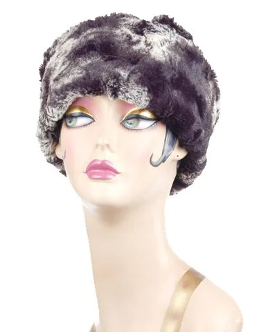 Tiger in Black Luxury Faux Fur Cuffed Pillbox Hat