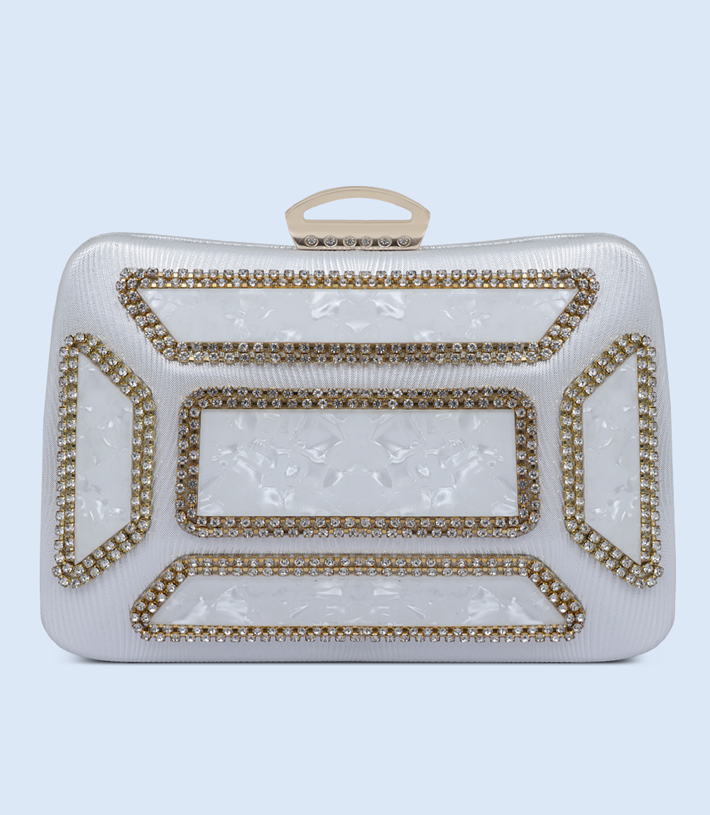 WB2499-WHITE-Women Snazzy Clutch