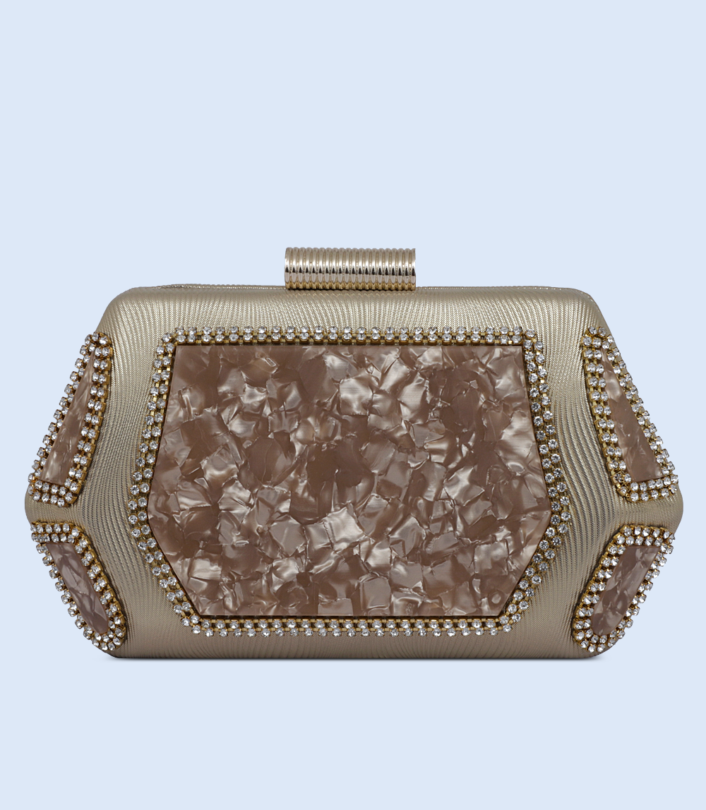 WB2501-GOLDEN-Women Snazzy Clutch