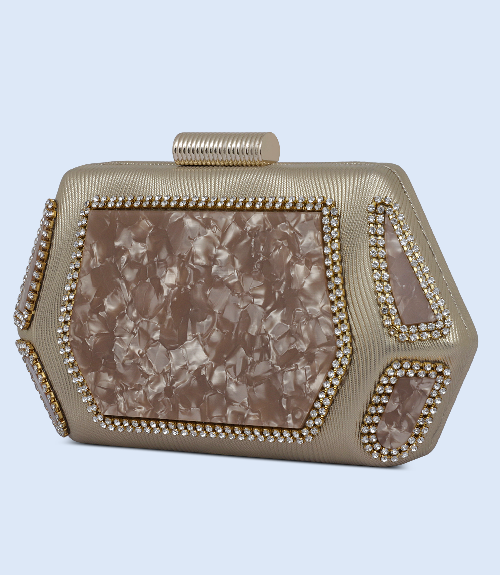 WB2501-GOLDEN-Women Snazzy Clutch