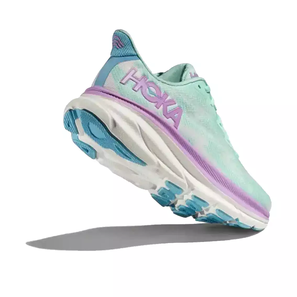 Womens Hoka Clifton 9 (Wide) - Sunlit Ocean / Lilac Mist