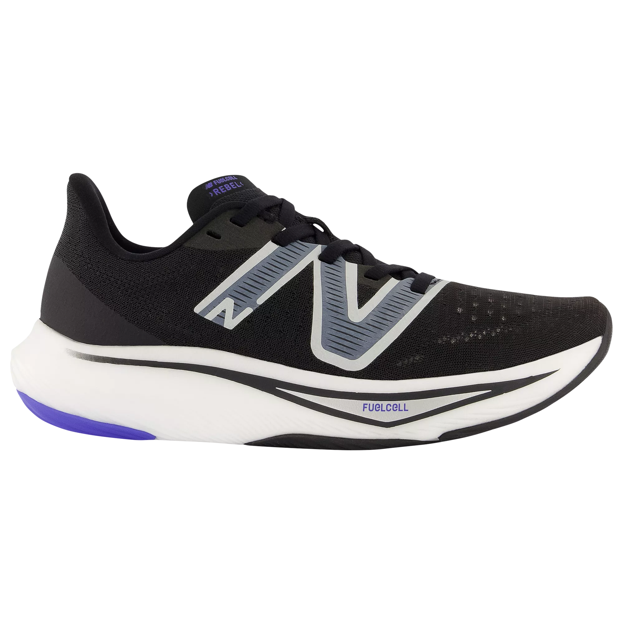 Women's New Balance FuelCell Rebel v3, Black/Aura/Vibrant Spring Glo, 6.5 B Medium